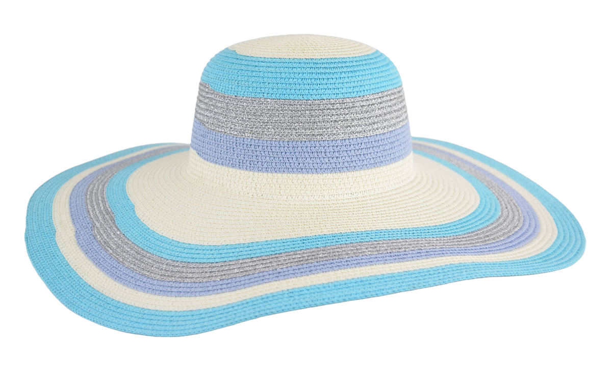 Draper James Create & Barrel Wide Brim Blue Beige Stripe Sun Hat NWT Light blue/beige striped Sun Hat for kids | H&M US main image 2