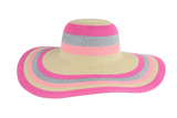 Multicolor Striped Glitter Weave Large Brim Hat