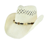 Coco West Flower-Bead Cowgirl Hat – Vented Straw with Wood Flower Accents | Florida Hat Co.