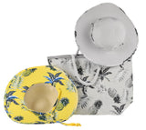 Ladies Cloth Underbrim Hat & Beach Bag Set (Yellow Pineapple) Florida Hat Company