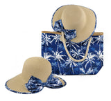 Ladies Cloth Bow Hat & Beach Bag Set (Palms) Florida Hat Company