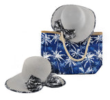 Ladies Cloth Bow Hat & Beach Bag Set (Palms) Florida Hat Company