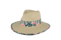 Ladies Cloth Underbrim Hat & Beach Bag Set (Floral Palm)