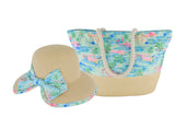 Ladies Cloth Underbrim Hat & Beach Bag Set (Flamingo)