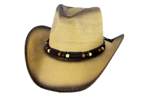 Tea Stained Western Hat – Coated Straw with Beaded Band | Florida Hat Co.