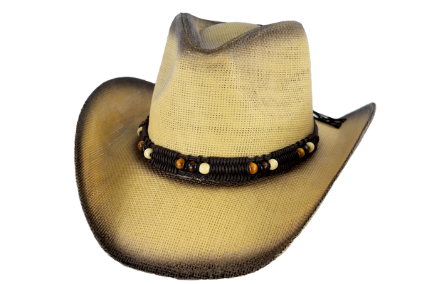 Tea Stained Western Hat – Coated Straw with Beaded Band | Florida Hat Co.
