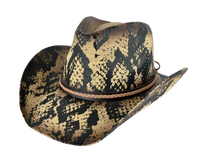 Faux Snakeskin Print Cowboy Hat – Coated Straw | Florida Hat Co.