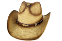 Natural with Tea Stain Western Hat – Feather Trim | Florida Hat Co.