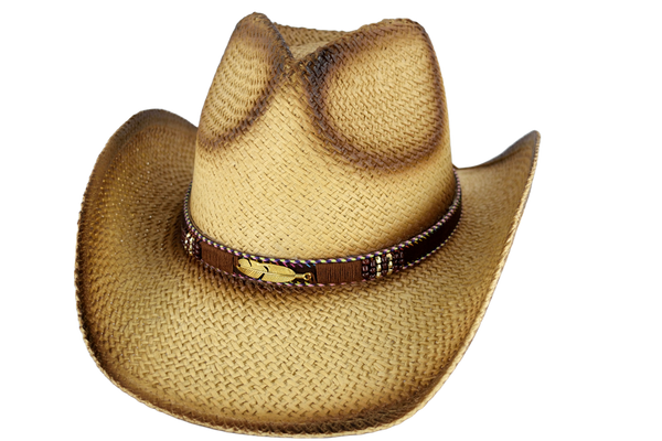 Natural with Tea Stain Western Hat – Feather Trim | Florida Hat Co.