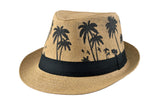 Palm Silhouette Fedora Hat – Lightweight Straw Sun Fedora | Florida Hat Co.