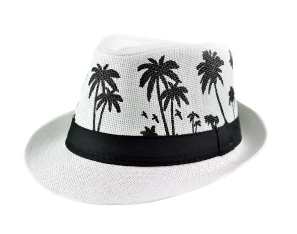 Palm Silhouette Fedora Hat – Lightweight Straw Sun Fedora | Florida Hat Co.