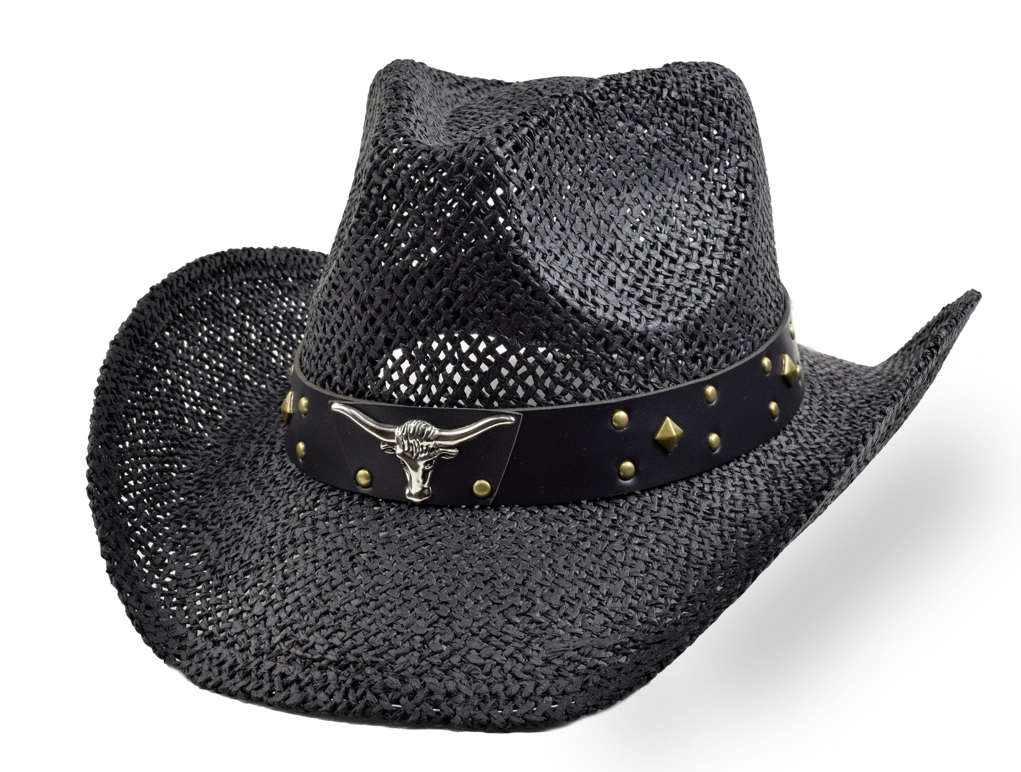 Longhorn Cowboy Hat – Coated Straw with Rope Chin Cord 