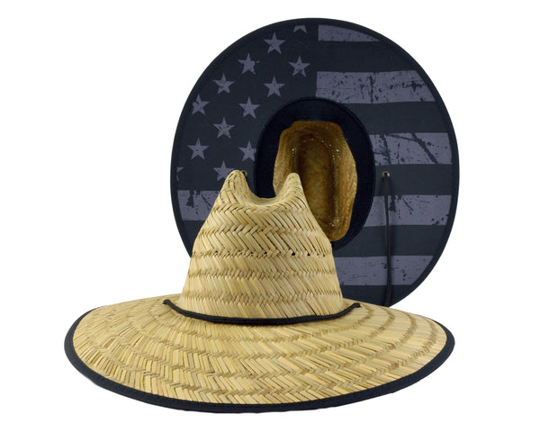 Straw Lifeguard Hat - Subdued Flag Cloth Under Brim
