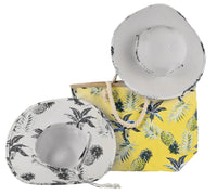 Ladies Cloth Underbrim Hat & Beach Bag Set (Yellow Pineapple)